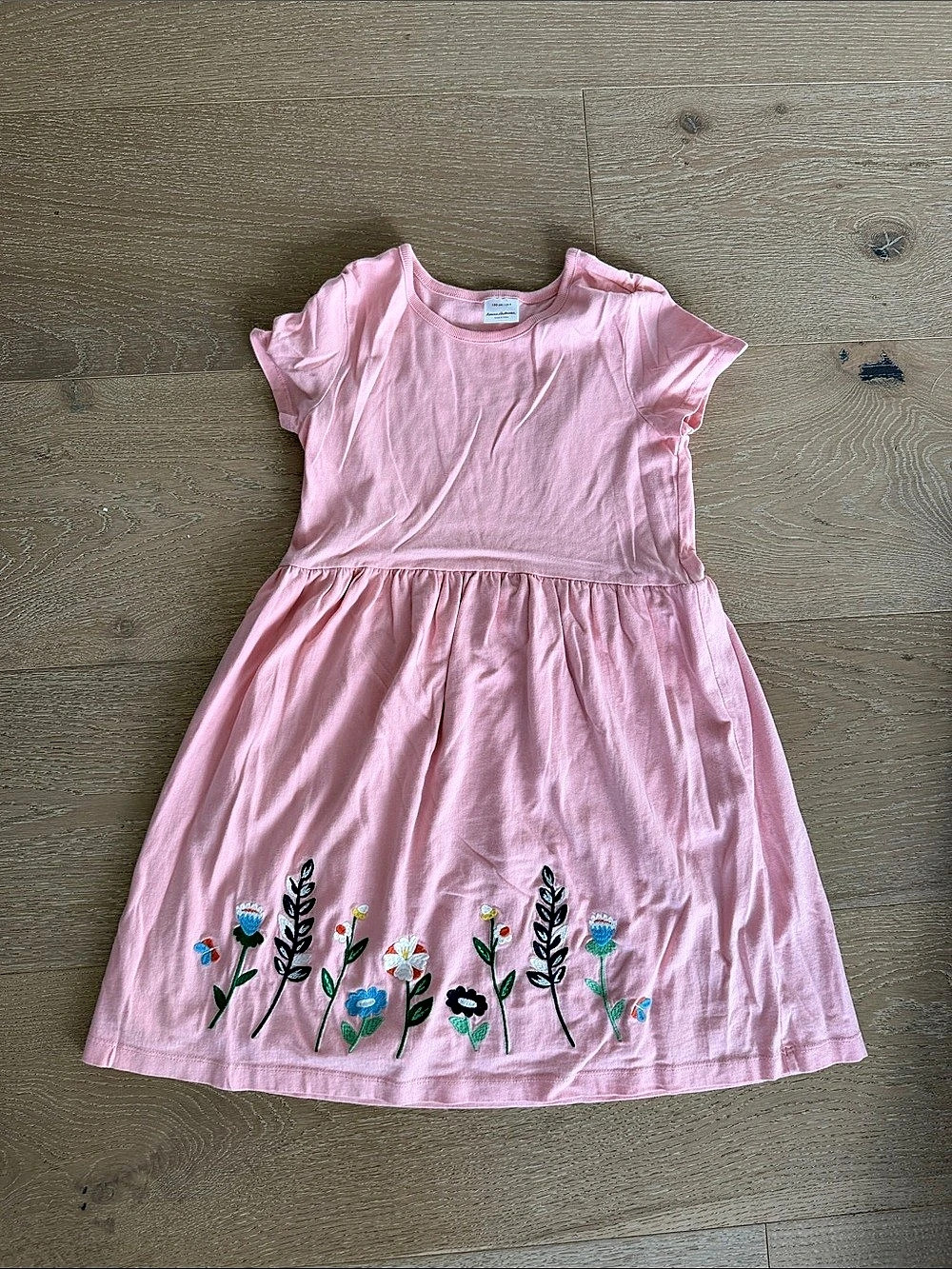 Hanna Andersson Floral Embroidered Dress Pink Size 8
